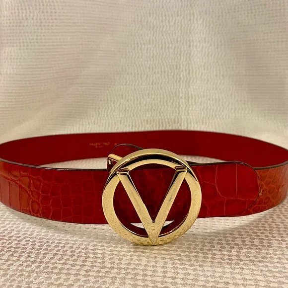 Valentino | Accessories | Valentino Red Croc Leather Belt  display picture 1